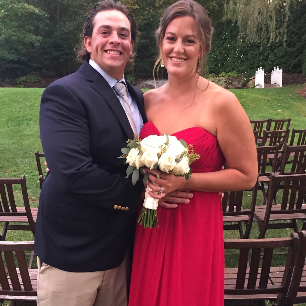 Bill Levkoff Cranberry Bridesmaid Dress